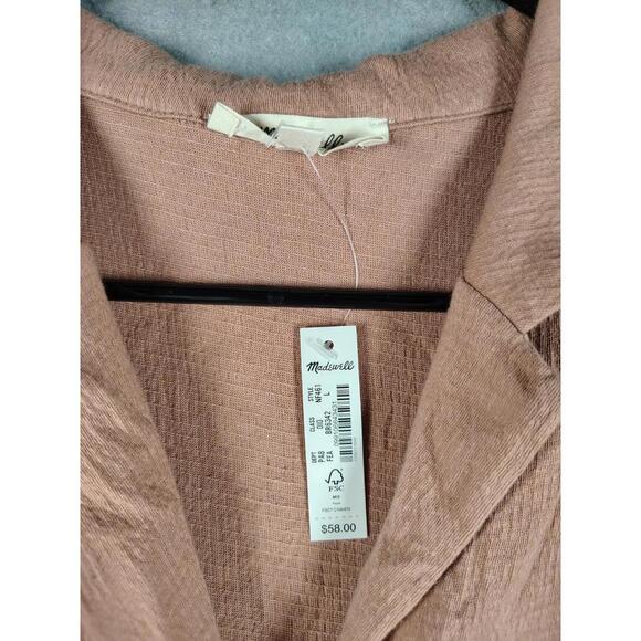 Madewell Knit Lightspun Camp Women's Large Shirt Linen Beige Button NWT - Picture 4 of 7